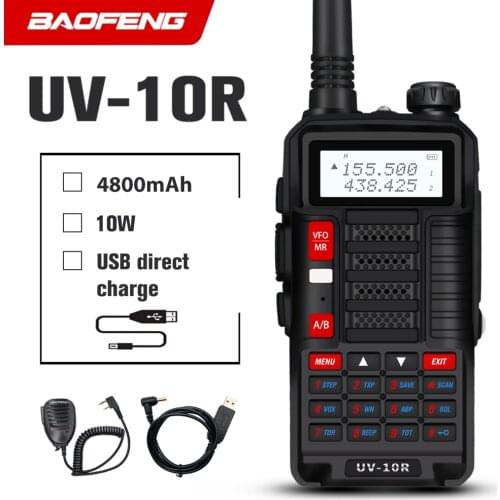 Baofeng UV-10R Walkie Talkie 10W Two Way Ham CB Radio VHF UHF Dual Band HF Transceiver New High Power Talkie UV10R Plus BF-818UV