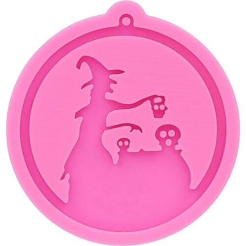 Q39C Halloween Witch Pendant Keychain Silicone Mold with Hole Keyring Pendant Handmade Mold Halloween Gift Jewelry