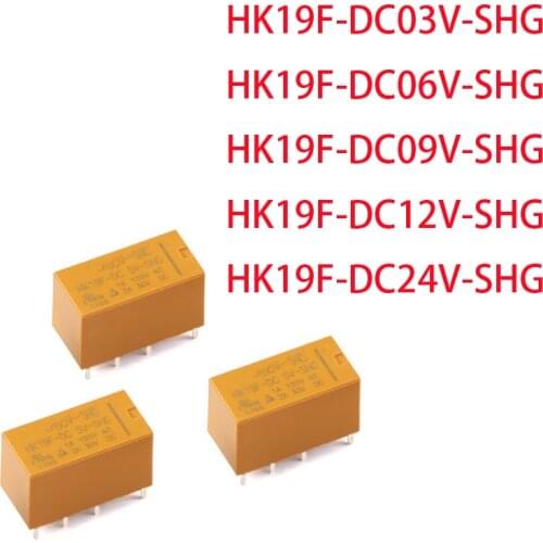 5PCS DC3V 5V 9V 12V 24V 5 Volt Relay 2 Open 2 Closed 2A Small Electromagnetic Relay Signal Relay HK19F-DC5V/6V/9V/12V-SHG