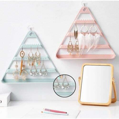 Earrings Ear Studs Necklace Display Storage Rack Jewelry Box Triangle Hanging Stand Organizer Hold Organizers Jewelry Shelf