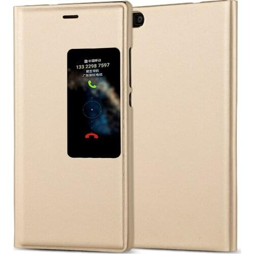 Ultra Thin View Window PU Leather Flip Case For Huawei P8 Cover Funda Capa
