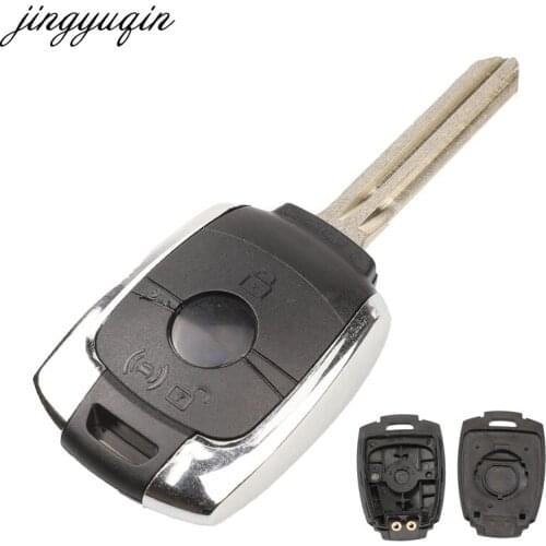 Jingyuqin 15pcs 2 Buttons Remote Key Fob Shell For Ssangyong Actyon Kyron Rexton Korando Uncut Blade Car Keys Replacement