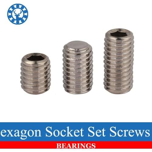 50Pcs DIN913 M3 M4 M5 304 Stainless Steel Metric Thread Grub Screws Flat Point Hexagon Socket Set Screws Headless