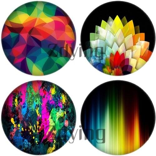 Zdying 10pcs/lot Colorful Geometric Abstract Color Round Glass Cabochon Dome Beads Demo Flat Back Making Jewelry Findings