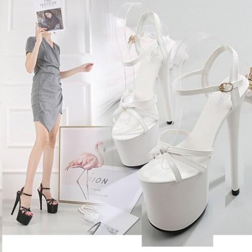 Summer New style 20CM Super High heeled shoes Roman Hollow Baking paint Open Toe 8 inches Womens sandals Clubbing Pole dancing