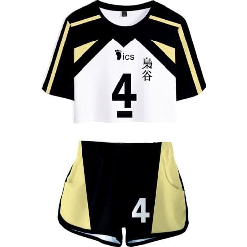 Japan Anime Haikyuu Fukurodani Academy 3D Print Ladies Tracksuits Two Piece Set Top and Shorts 2 Piece Outfits Cosplay Costume