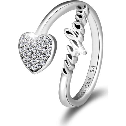 CKK 925 Sterling Silver Signature of My love Hearts Ring Fits for European Style Jewelry Wedding Rings Women Giftcbague femme
