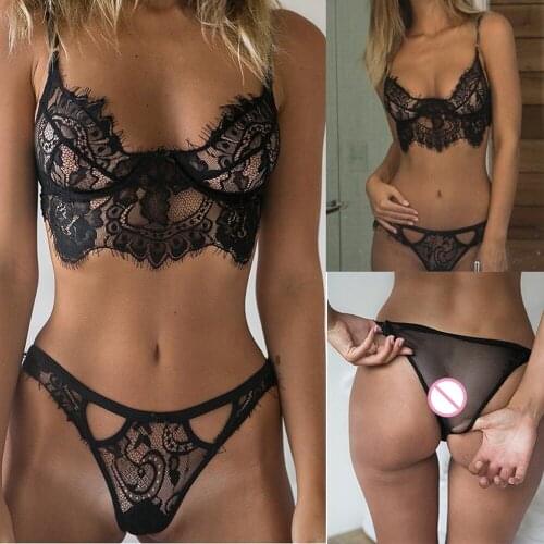 Womens Sexy Underwear Set Solid Color Floral Bralet Bra Lace Sleepwear Crop Top Bikini Cover Up Beachwear