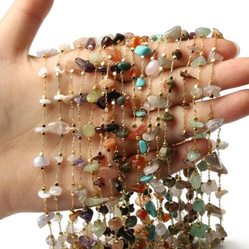1 Meter Gold Plated Wire Wrapped Rosary Chain Irregular Stone Chains for Jewelry Making DIY Necklace Bracelet Anklet Accessories
