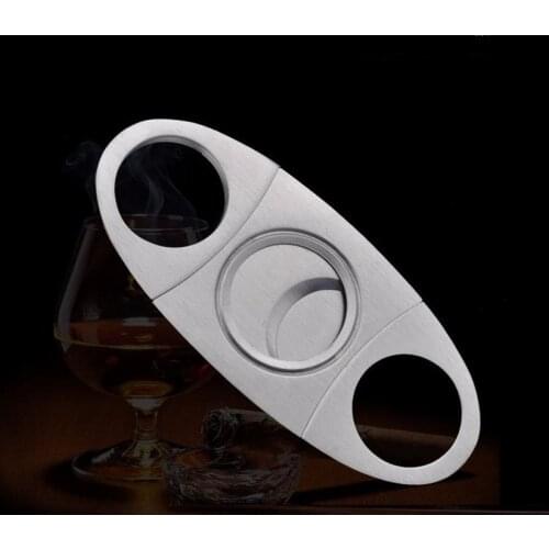 100pcs/lots Free Shipping Stainless Steel Double Blade Cigar Cutter Scissors Plastic Handle Portable Tool