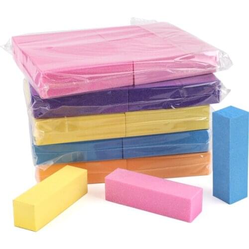 100pcs/lot Nail files Buffer Colorful Sponge Buffing Block 4 sided Polishing Grinding Manicure Pedicure Nail Buffers File Tools