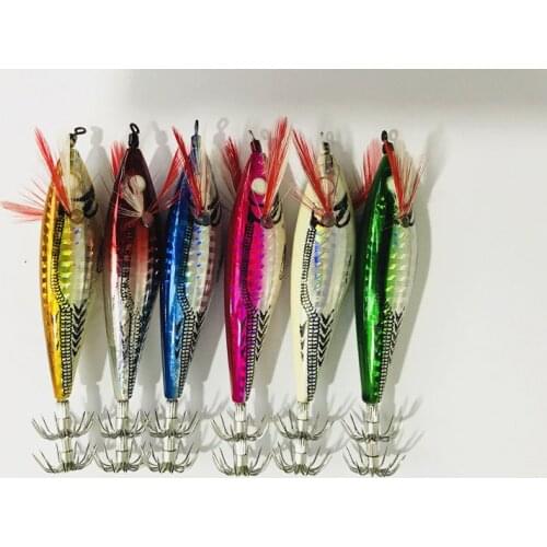 30Pcs New Hard Body Squid Jigs 10CM 10G Random Color Squid Fishing Lures Hard Bait Strong Fishing Hook