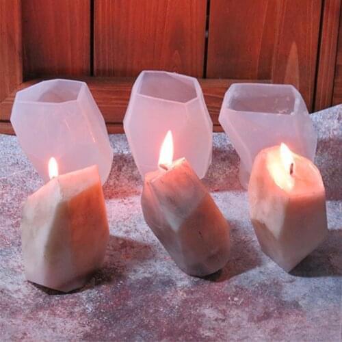 3D Geometric Stone Shape Candle Mold Silicone Mold DIY Aroma Plaster Craft Mould Small Candle Resin Soap Molds Xmas Home Decor