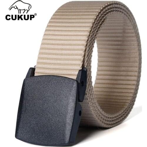 CUKUP Unisex Design Casual Accessories High Quality Nylon Belts Plastic Automatic Buckle Male Fashion Belt for Men 125cm CBCK010