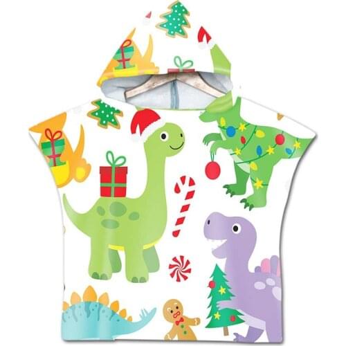 Children Cute Cartoon Hooded Cloak Beach Towel 3D Printed Microfiber Baby Boys Girls Kids Swimming Bath Towel