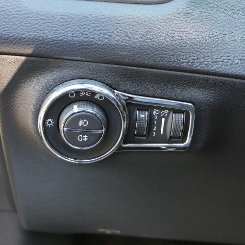 Chrome Glossy Car Interior Headlight Switch Circle Protector Cover Trim Sticker for For Jeep New Compass 2017 2018 Accessories