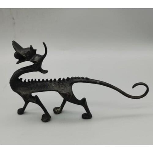 China brass Antique dragon Pen rack crafts statue