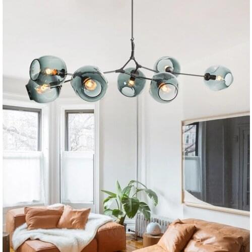 Creative Parlor Nordic Loft Garllery Glass Pendant Light Kitchen Magic Beans Tree Branch E27 Suspension Light Fixtures