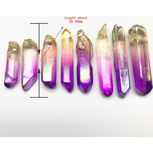 100g Rainbow AURA FLAME Yellow And Purple Titanium Quartz Crystal POINT crystals and stones healing