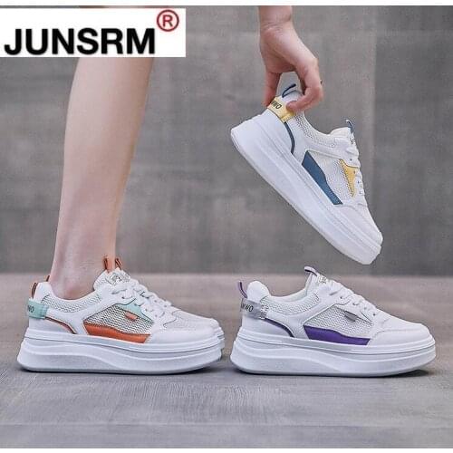 White Shoes Womens Summer 2021 Fashion Breathable Platform Sneakers Women Mesh Casual Shoes Women Vulcanize Shoes Flats