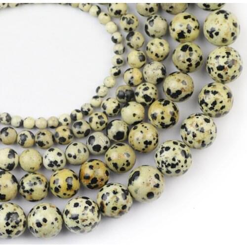 YHBZRET Natural Spotted Stone Round Loose Beads For Jewelry Making 4/6/8/10/12mm Fit Diy charm Bracelets Necklace accessories