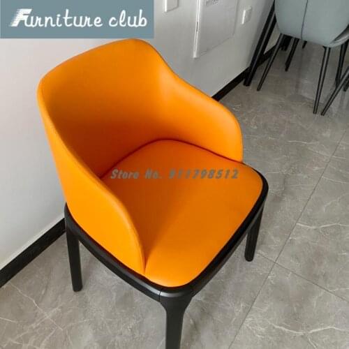 Light luxury leather dining chair home backrest nordic solid wood chair simple modern makeup chair latex soft bag stool