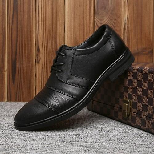 Mens Dress Shoes Lace-Up oxfords Wedding Party Shoes genuine leather Mens Business Office Oxfords Flats Men Fashion shoes