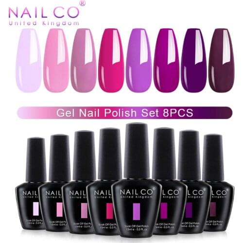 NAILCO 8PCS Set Colors Nail Gel Polish Nail Art Semi-permanent UV Varnish Nail Supplies For Professionals For Manicure top coat