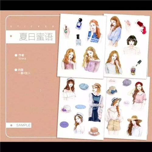 2020 Fashion Girls Card Making DIY Scrapbooking Label Sticker Adhesive Journal Stickers Sheets