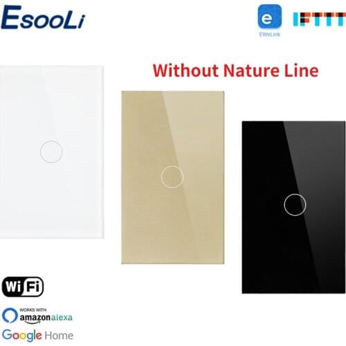 EsooLi US Standard 1 Gang Wall Touch Switch Ewelink APP Control By Mobile PhoneSmart Single Fire Line WIFI Light Switch