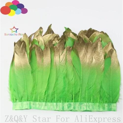 Natural goose feather dyed fruit green spray head made of cloth edge 2 yards DIY craft hand jewelry clothing feather