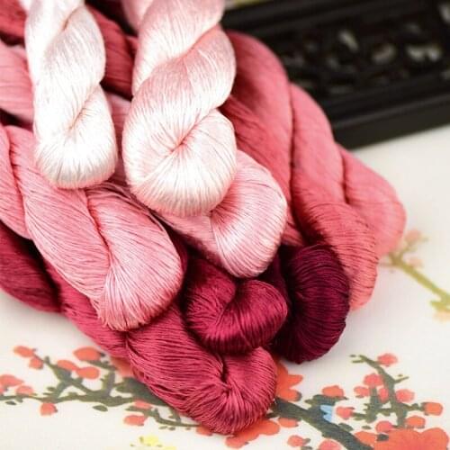 Hand embroidery embroider cross stitch 1pcs 400m silk embroidery thread 100% silk thread begonia red 9 gradient color