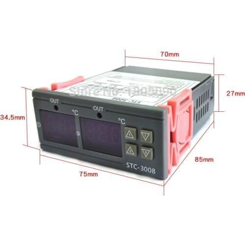 STC-3008 12V 24V 110-220V Dual Digital Temperature Controller Two Relay Outpurmoregulator Thermostat With Heater Cooler