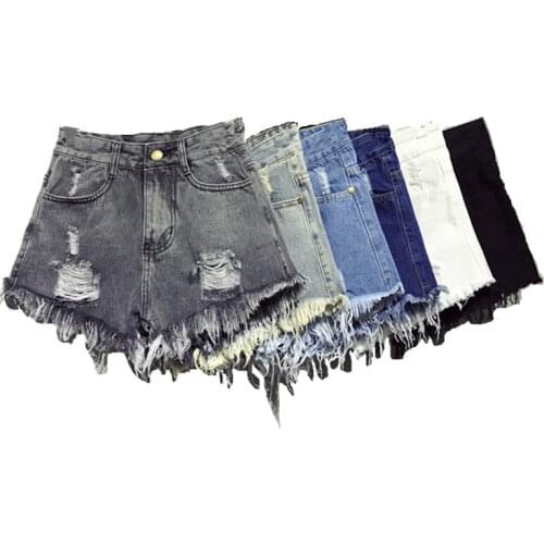 G1028 2020 spring summer new women fashion big size high-waisted ripped wide-leg a-line denim shorts cheap wholesale