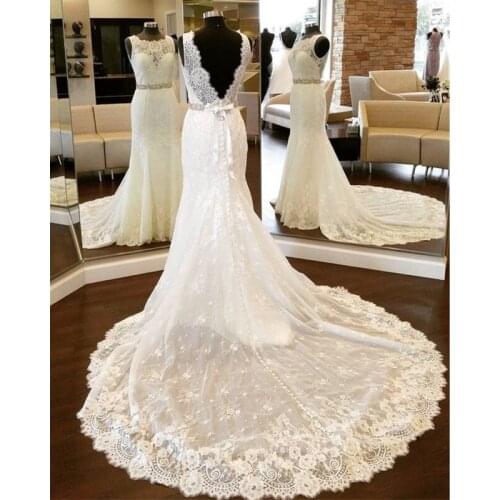 2021 lace White Ivory Mermaid Wedding Dresses for bride Dress gown Vintage plus size Customer made size 2-28W