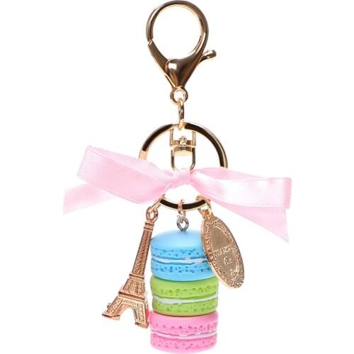 Gold Metal Macaron Keychains Eiffel Tower Car Key Rings Lovely Keyring Gifts for Girls Key Holder Auto Accessories Key Chain