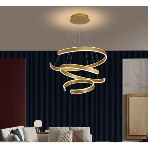 Gold Led Rings Circle Ceiling Pendant lamp Hanging Chandelier Gold Loft Living Dining Room Kitchen Lighting Fixture
