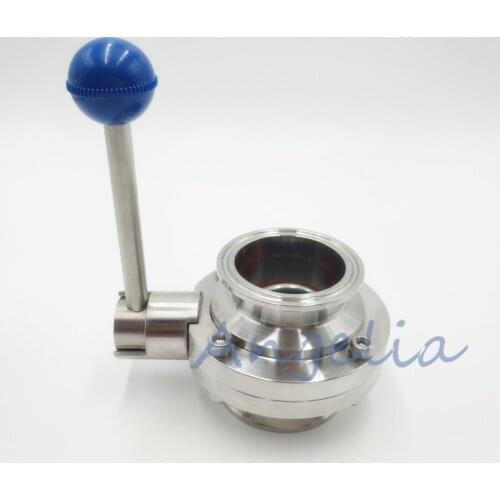 1" Sanitary Butterfly Valve Tri-Clamp Silicone Sealing Stainless Steel 304
