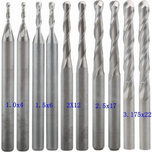 100Pcs 3.175mm 2 Flute Spiral Ball Nose End Mill CNC Router Bits For Wood milling cutter CNC Tools