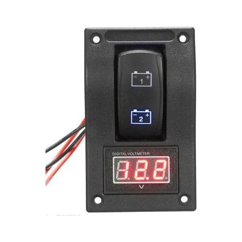 12V Car Boat Dual Battery Test Panel Rocker Switch + LED Voltage Voltmeter