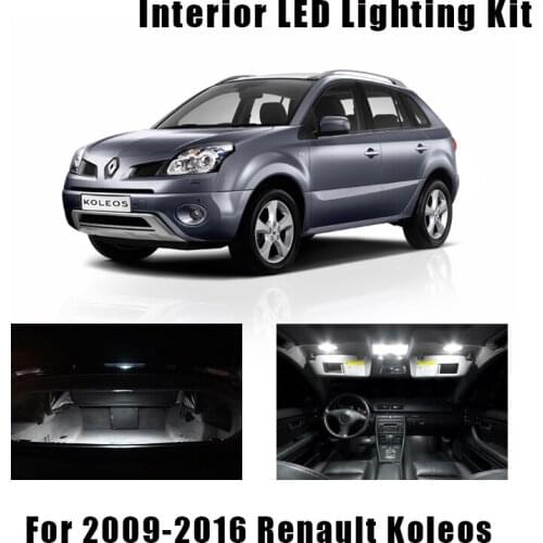 13 Bulbs White Car Canbus LED Interior Dome Map Reading Light Kit For Renault Koleos 2009-2016 Trunk Door Vanity Mirror Lamp