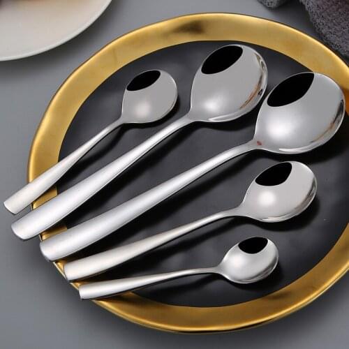 304 Stainless Steel Spoon High-grade thickening Coffee Spoon Tea Round spoon Dinner spoon Stirring spoon Ice scoop