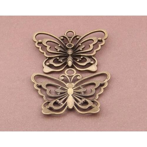 48x28mm 10pcs/lot Ancient Bronze Hollow Butterfly Plated Pendants Making DIY Handmade Jewelry