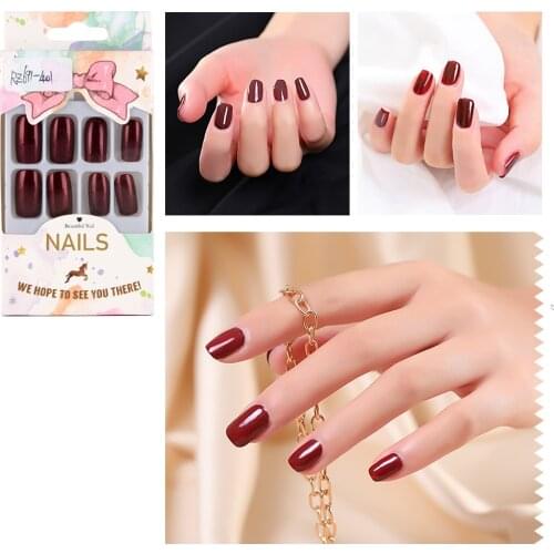 5 sets 120pcs 3 colors detachable False Nail Art Sticker Artificial Full Cover Short Decoration on Nails for Fake Extension Tips