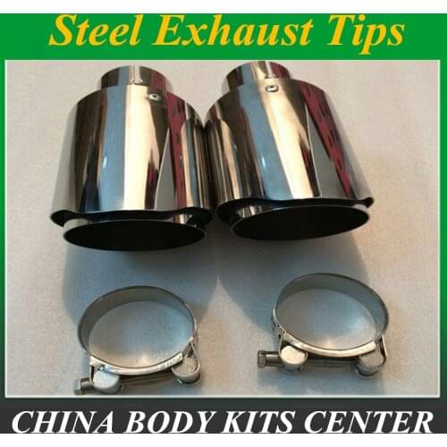Free Shipping: 2Pcs Universal Exhaust Pipe Exhaust Tips Silver Stainless Steel Muffler Pipe for BMW Audi VW Benz Nissan