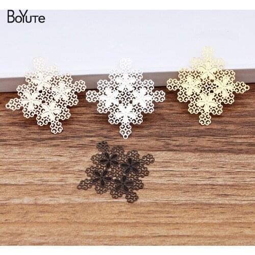 BoYuTe (50 Pieces/Lot) 26MM Metal Brass Hollow out Square Flower Sheet Diy Hand Made Jewelry Making Accessories Wholesale