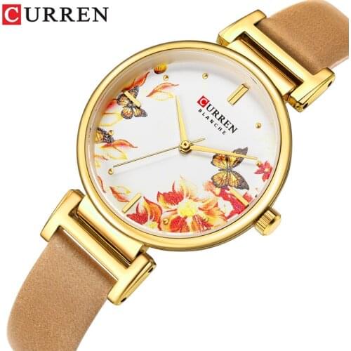 Top Luxury Brand CURREN Women Watches Lady Fashion Ultra-thin Quartz Watch Ladies Casual Leather Wrist Watch Montre Femme