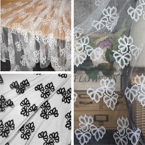 Black White Mesh Lace Fabric High Quality Bridal Dress DIY Sewing Clothing Home Textile Curtain Background Decorative Fabric