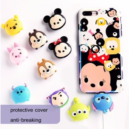 Disney Mickey Minnie Stitch Chip Cable Bite Phone Charger Cable Protector Cord Data Line Cover Decor Smartphone Wire Accessories