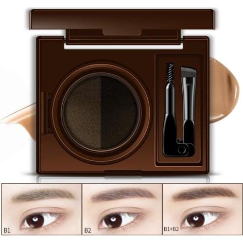 Double Color Cushion Eyebrow Cream Natural Three-Dimensional Non-Smudged Three-Dimensional Eyebrow Makeup Eyebrow Powder